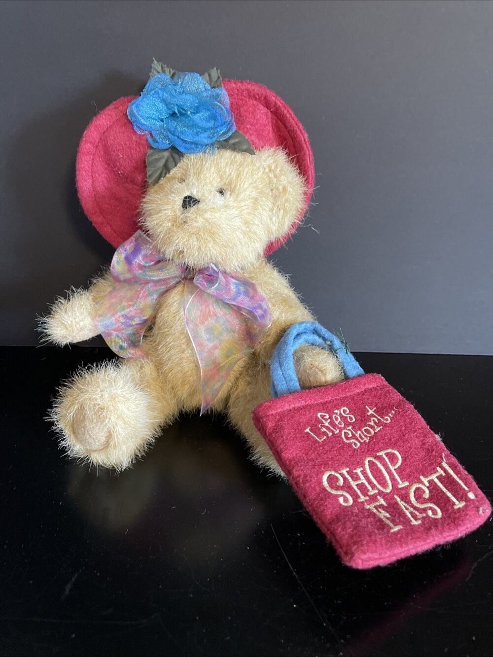 Boyds Bear Plush Life's Short Shop Fast Shopping Bag Hat Stuffed Animal 10" Tall